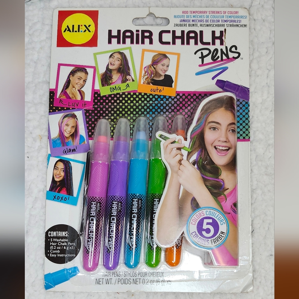 Hair Chalk Pens Washable 5 colors Christmas Gift Stocking Stuffers